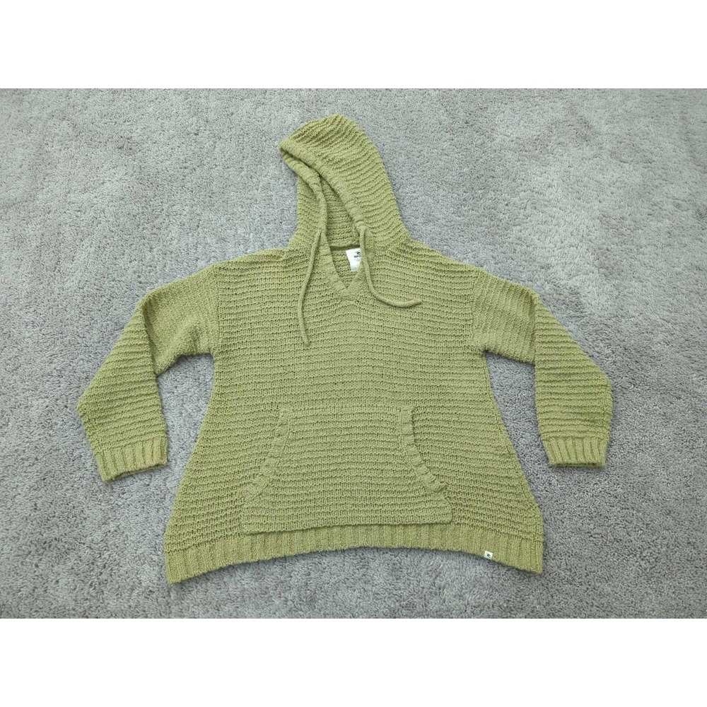 Rip Curl Sweater Womens Small Green Long Sleeve Chunky Knit‎ Hooded Pockets